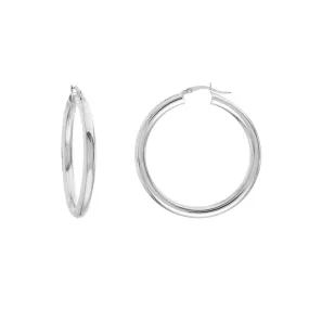 14k White Gold Polished Hoop Earrings