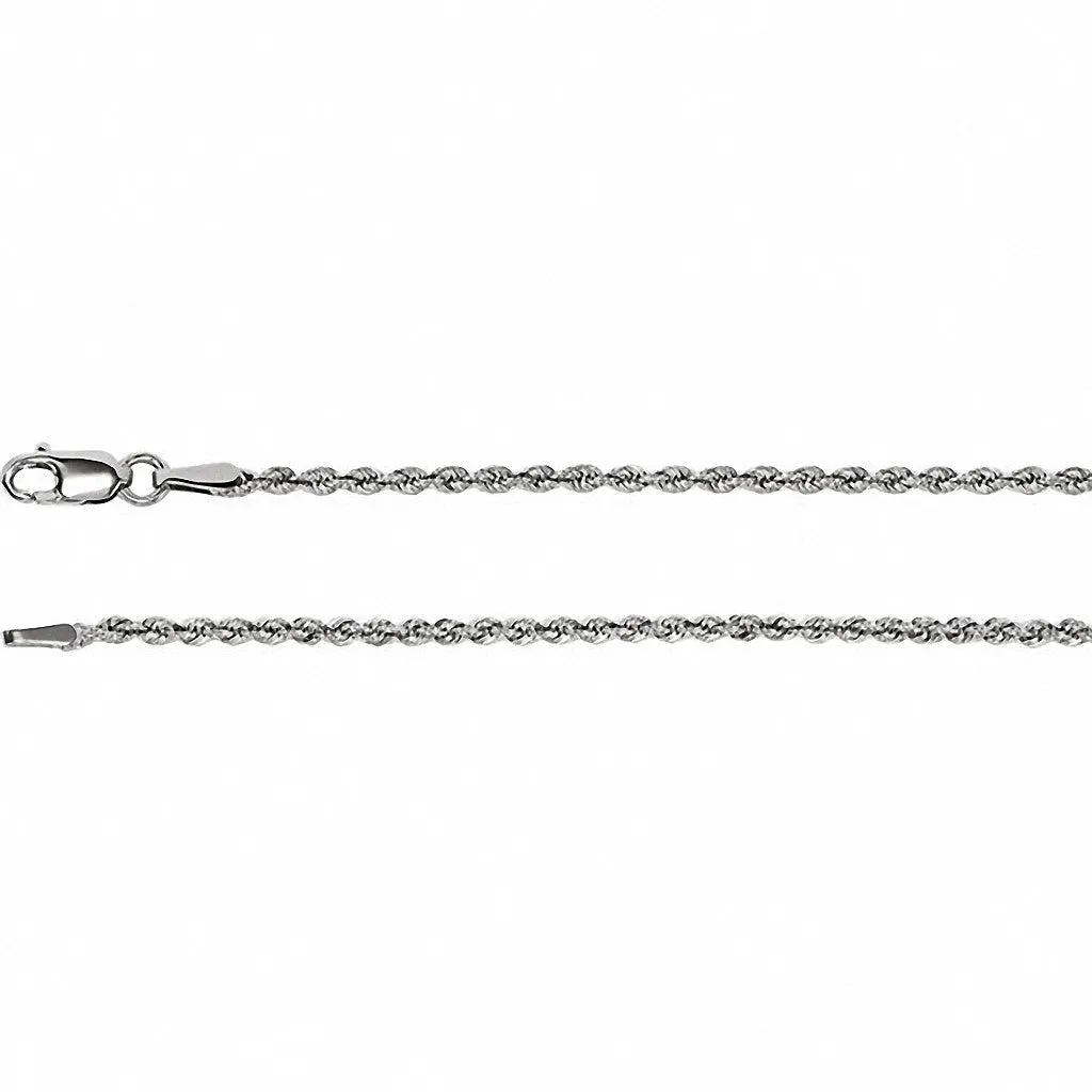 14K White Gold Rope Chain, 16 Inches Long 1.85 mm  - CH956GW