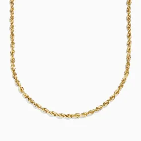 14K Yellow Gold 20"-24" Adjustable Rope Chain Necklace