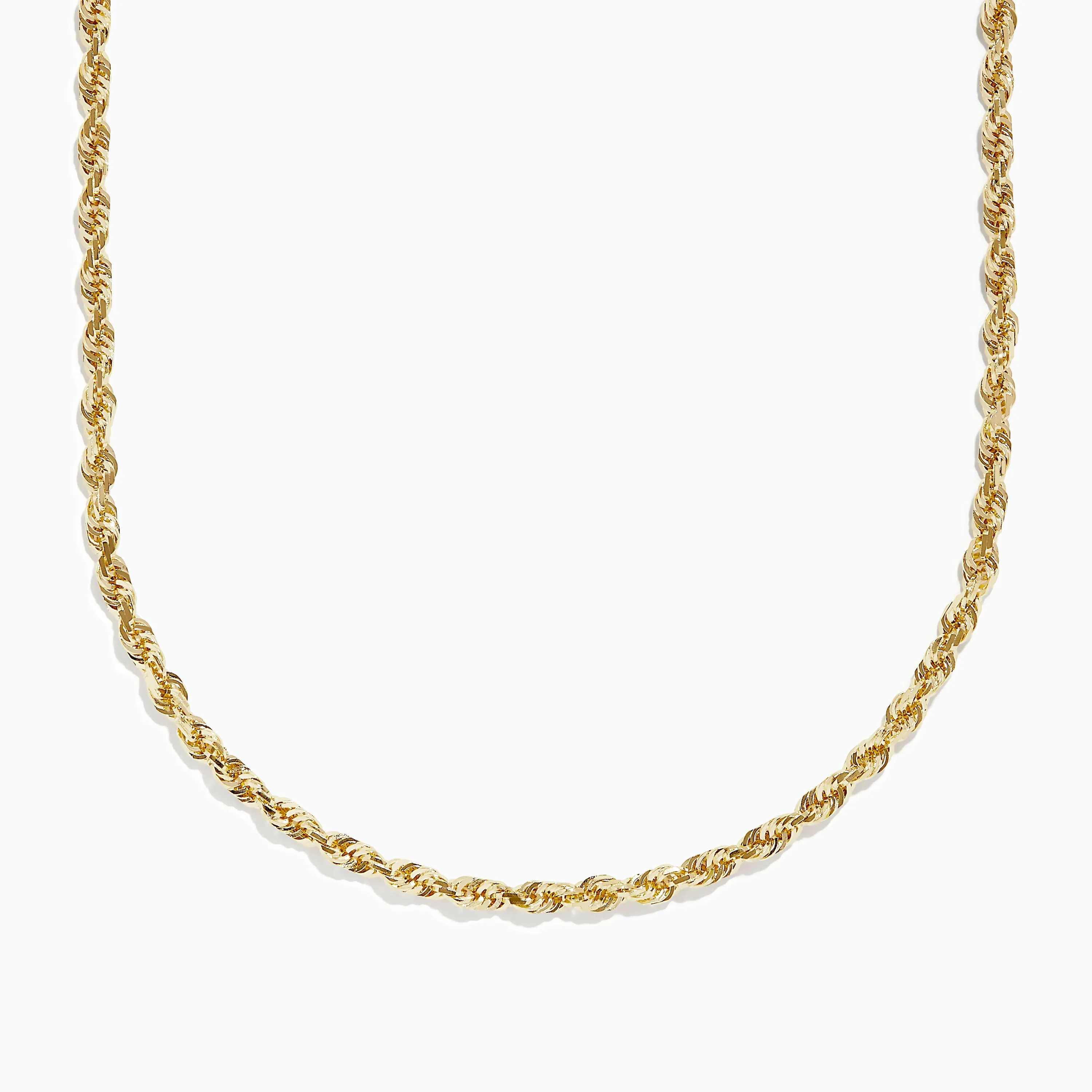 14K Yellow Gold 20"-24" Adjustable Rope Chain Necklace