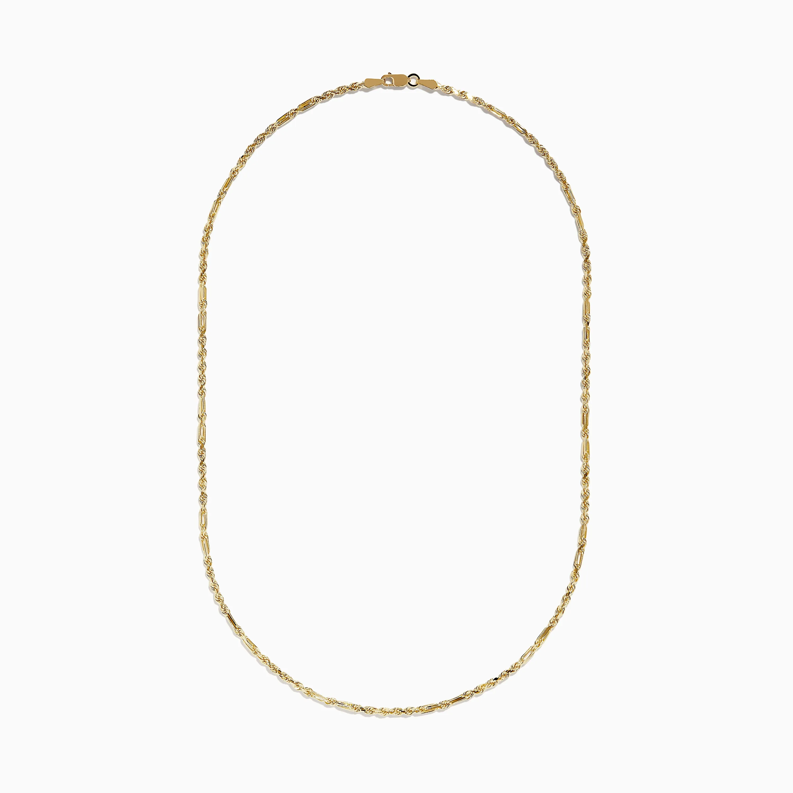 14K Yellow Gold Figaro Rope Chain Necklace 18"