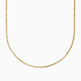 14K Yellow Gold Figaro Rope Chain Necklace 18"