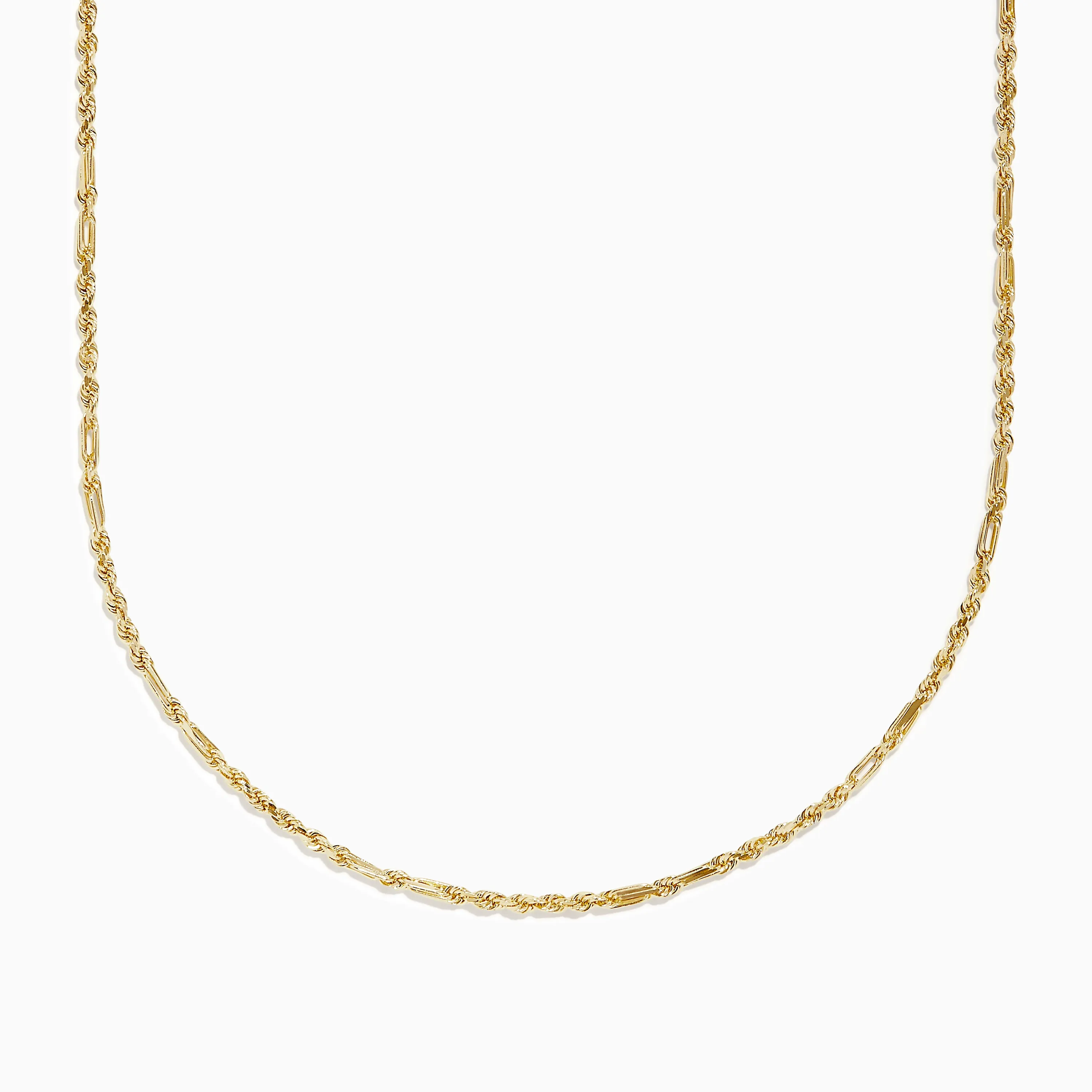 14K Yellow Gold Figaro Rope Chain Necklace 18"