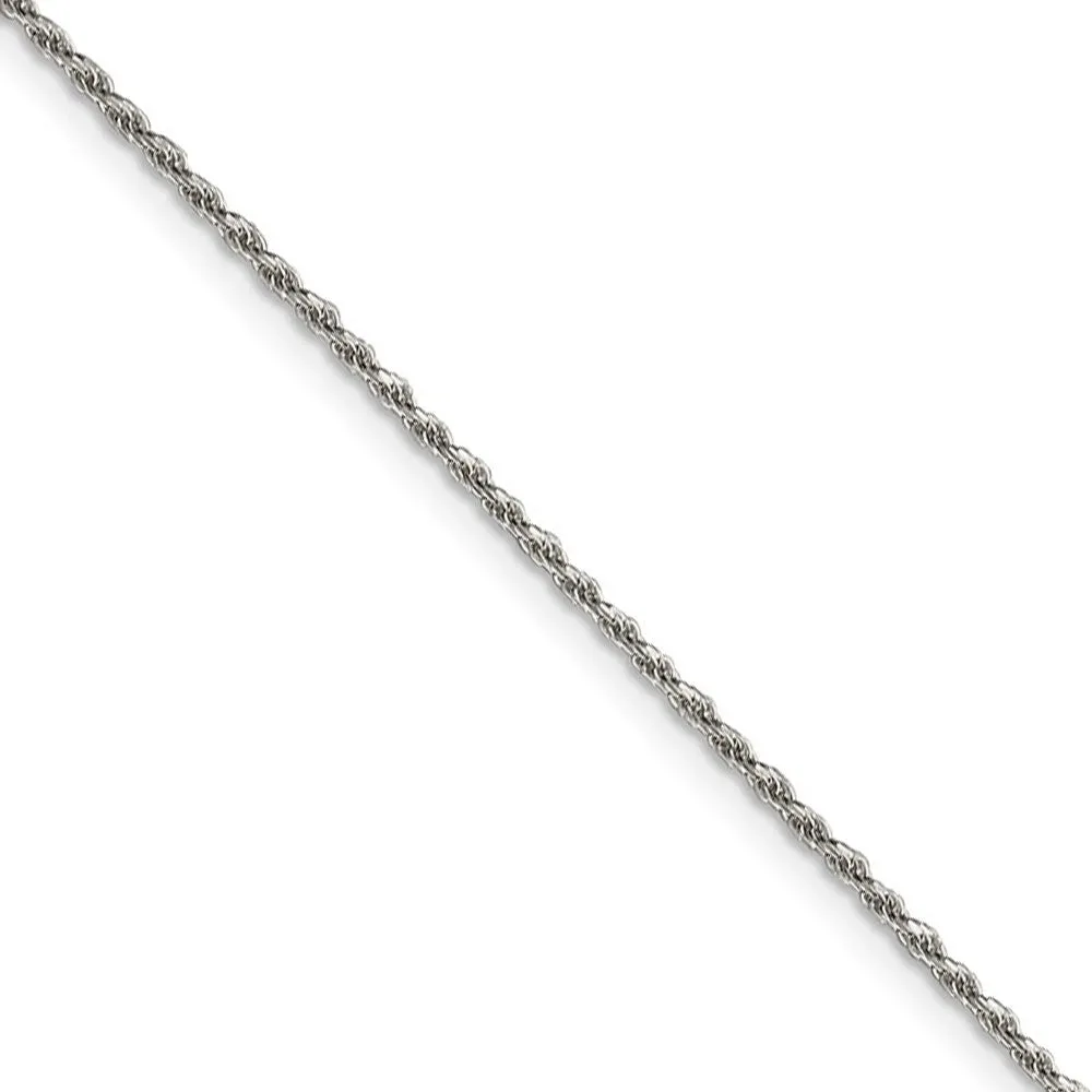 1.5mm Sterling Silver, Diamond Cut Solid Rope Chain Necklace