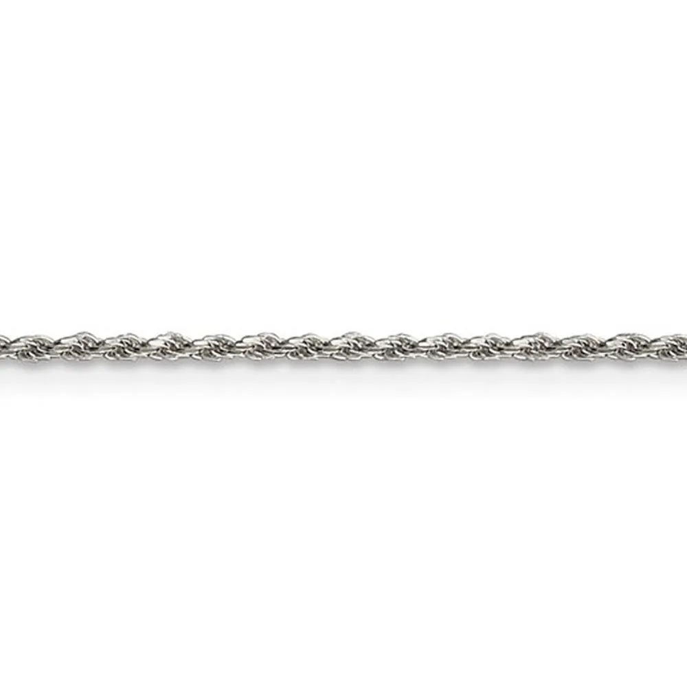 1.5mm Sterling Silver, Diamond Cut Solid Rope Chain Necklace