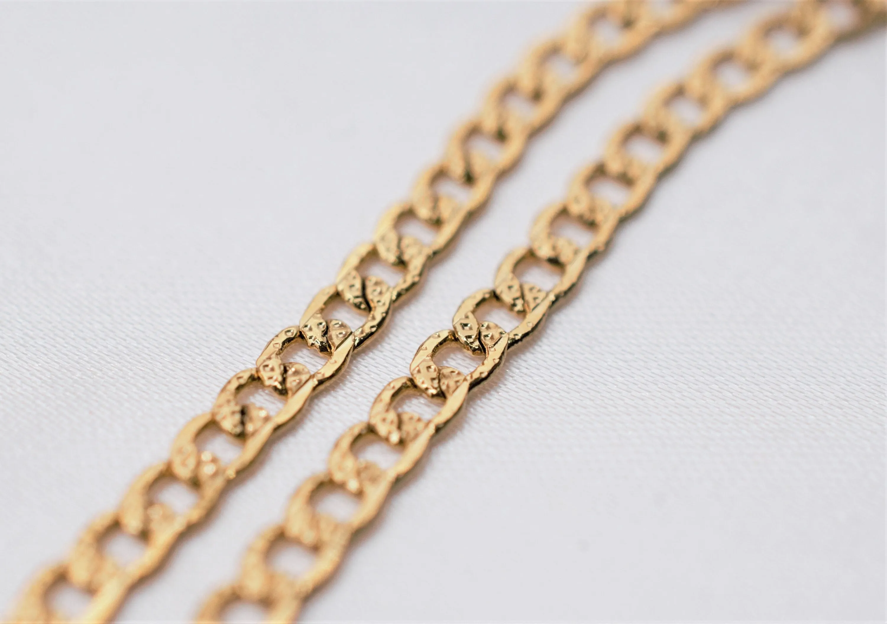 18 inches 18k Gold Filled Look, EP chain cuban diamond cut chain width 4mm/thickness 1mm/ findings for jewelry making cg515