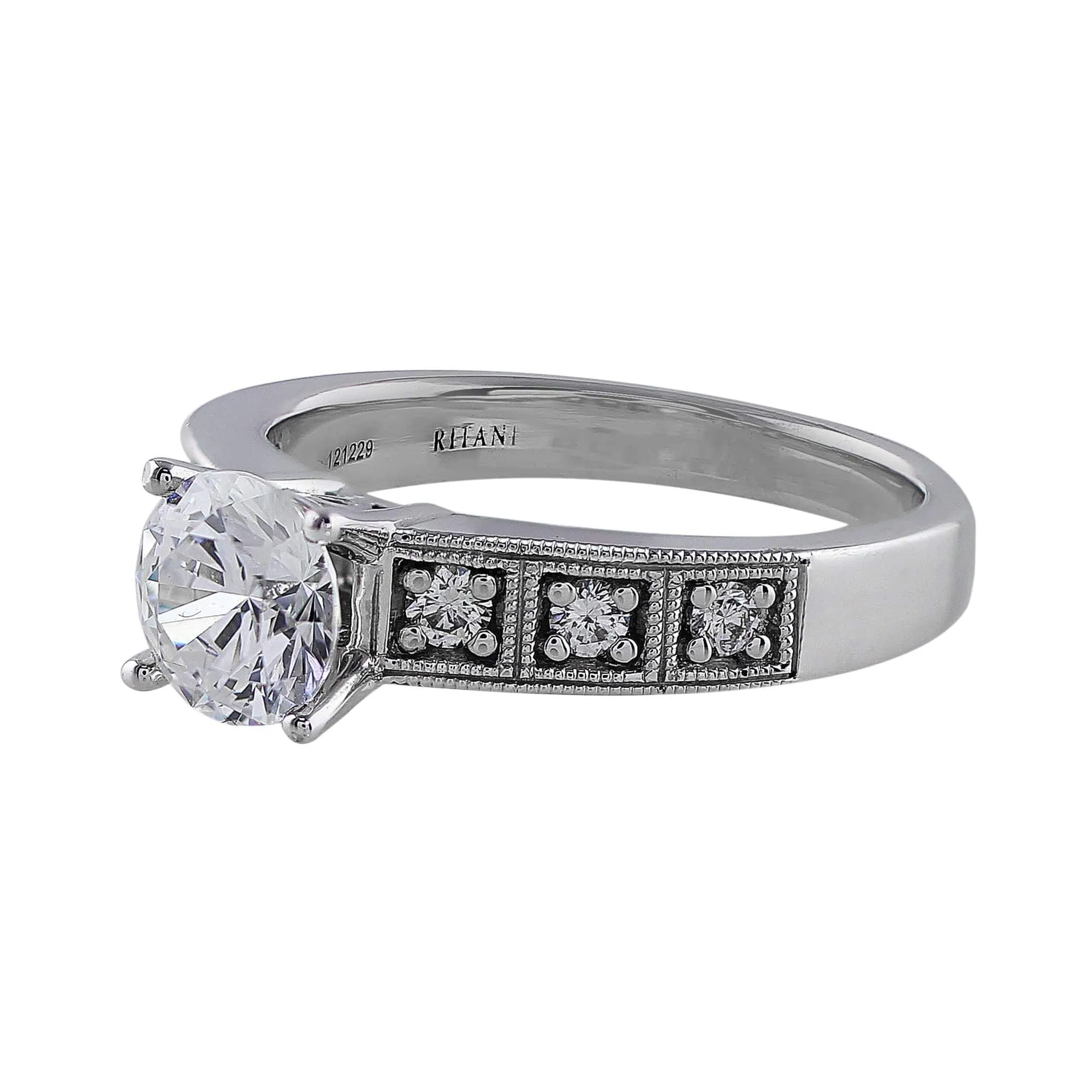 18k White Gold Bead Bright Diamond Ring Setting