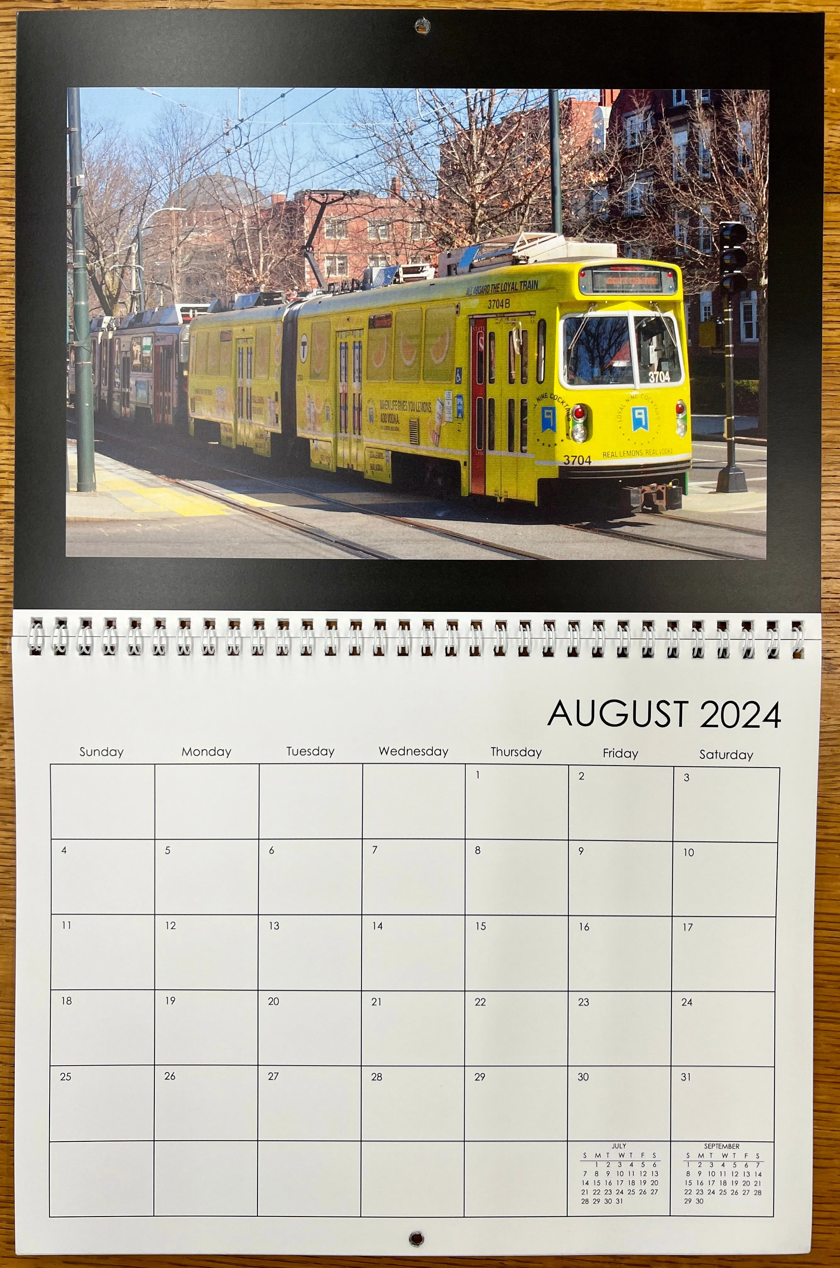 2024 Boston MBTA Transit Vehicle Photographs Wall Calendar