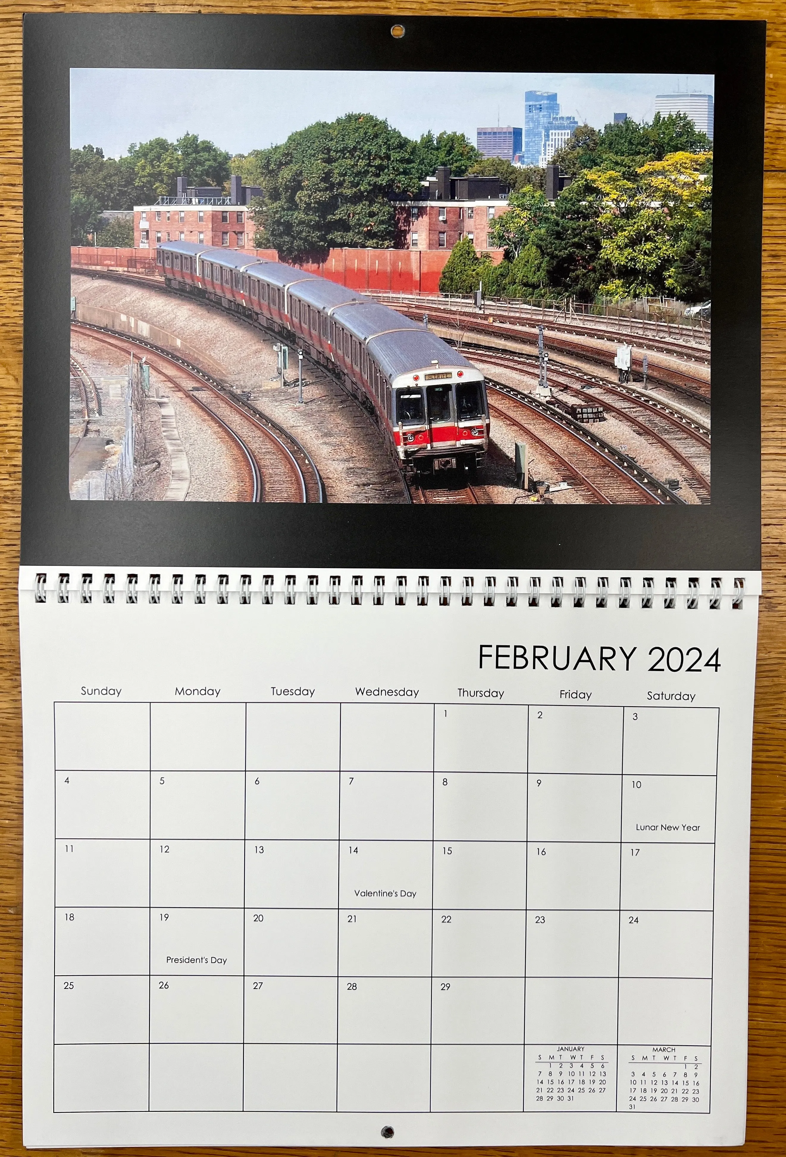 2024 Boston MBTA Transit Vehicle Photographs Wall Calendar