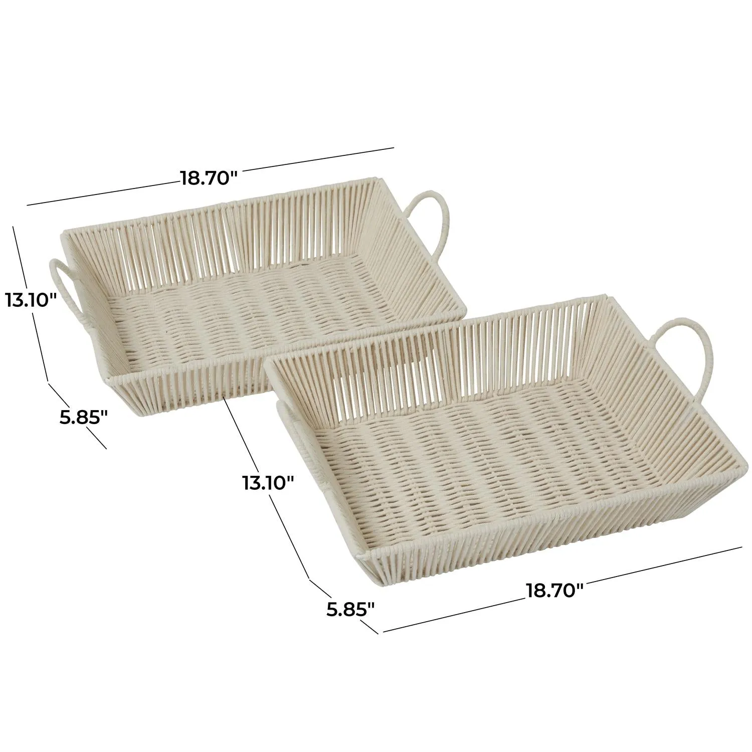 30275 2pc Tray Set in Cotton Rope/White