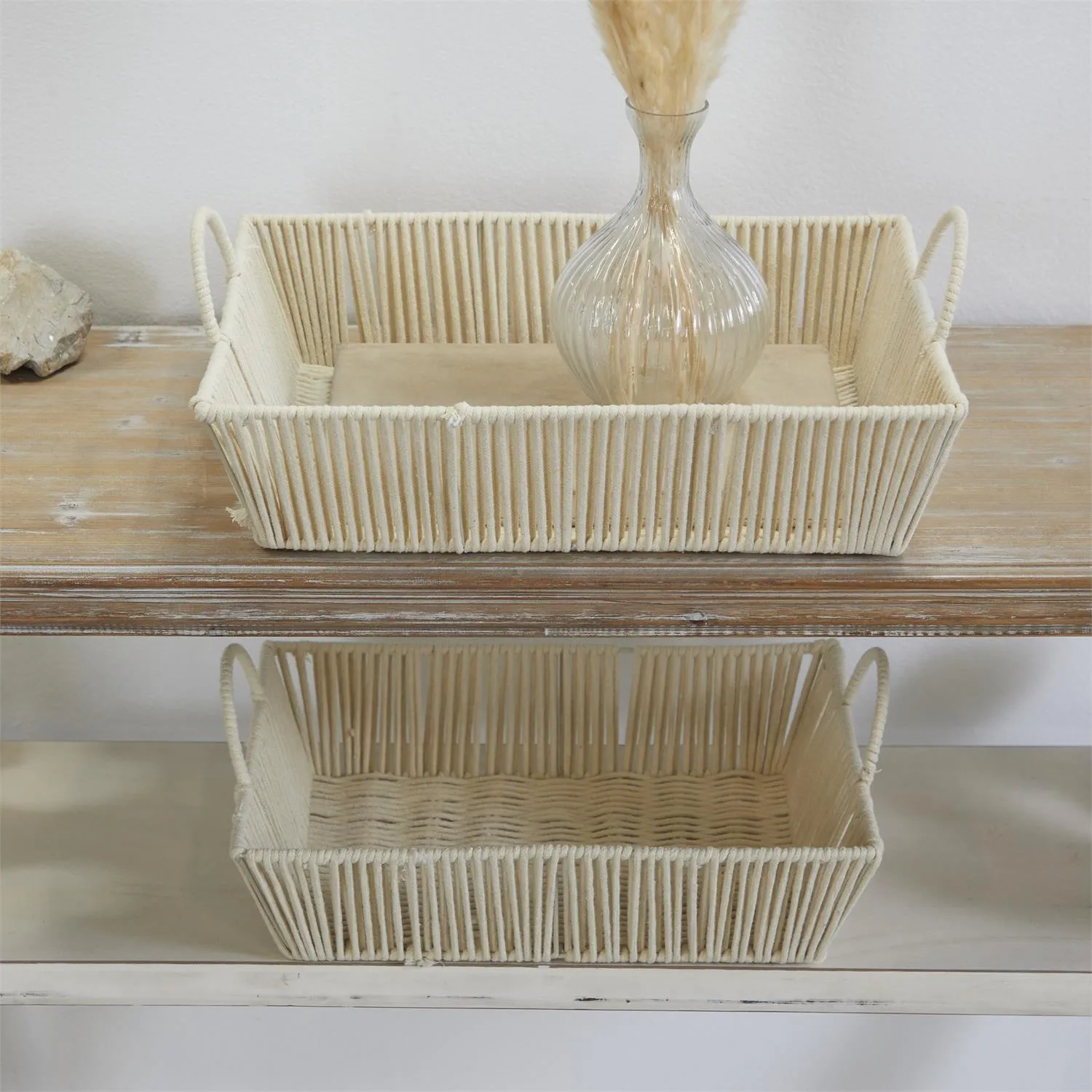 30275 2pc Tray Set in Cotton Rope/White