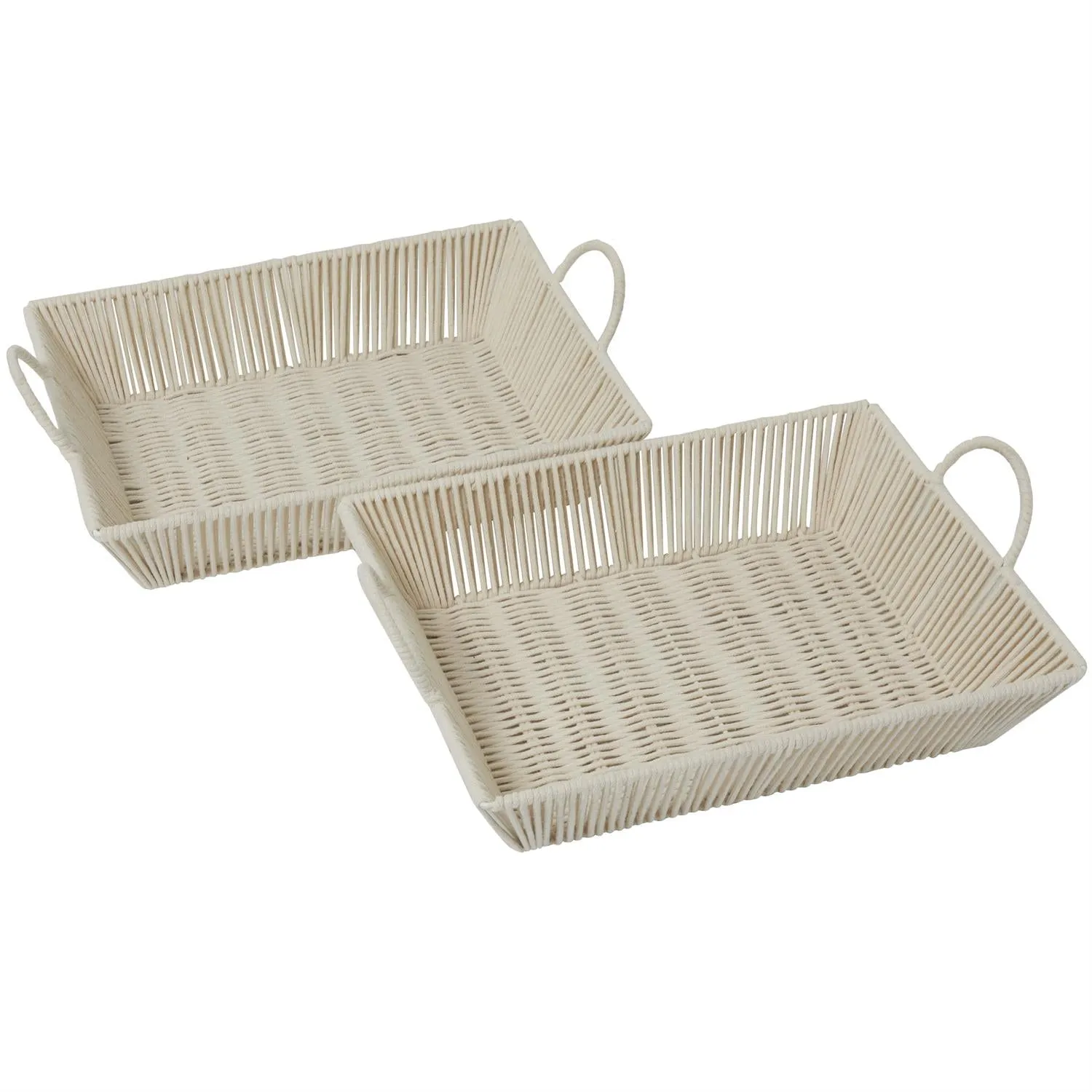 30275 2pc Tray Set in Cotton Rope/White