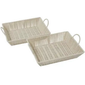 30275 2pc Tray Set in Cotton Rope/White