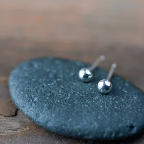 3mm Simple Silver Ball Stud Earrings