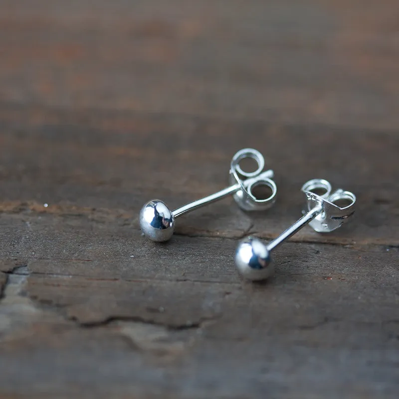 4mm Sterling Silver Ball Stud Earrings