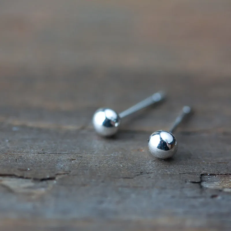 4mm Sterling Silver Ball Stud Earrings