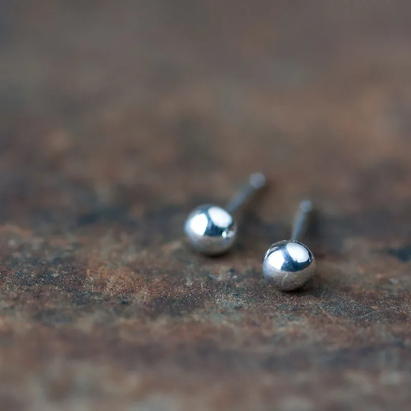 4mm Sterling Silver Ball Stud Earrings