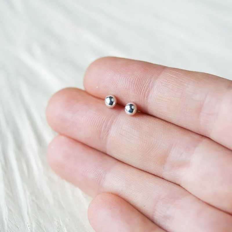 4mm Sterling Silver Ball Stud Earrings