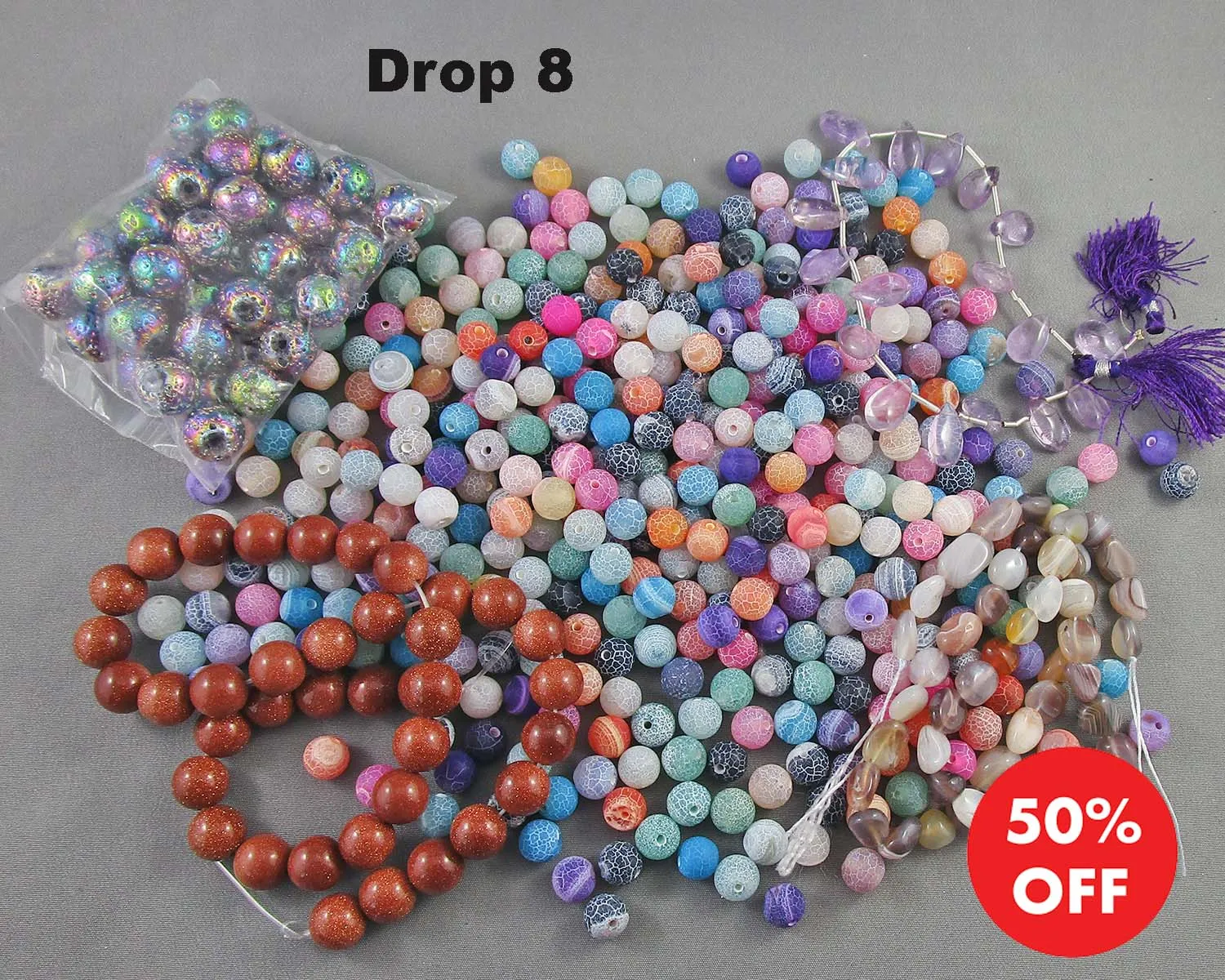 50% OFF!  Gemstone & Glass Beads - Drop 8