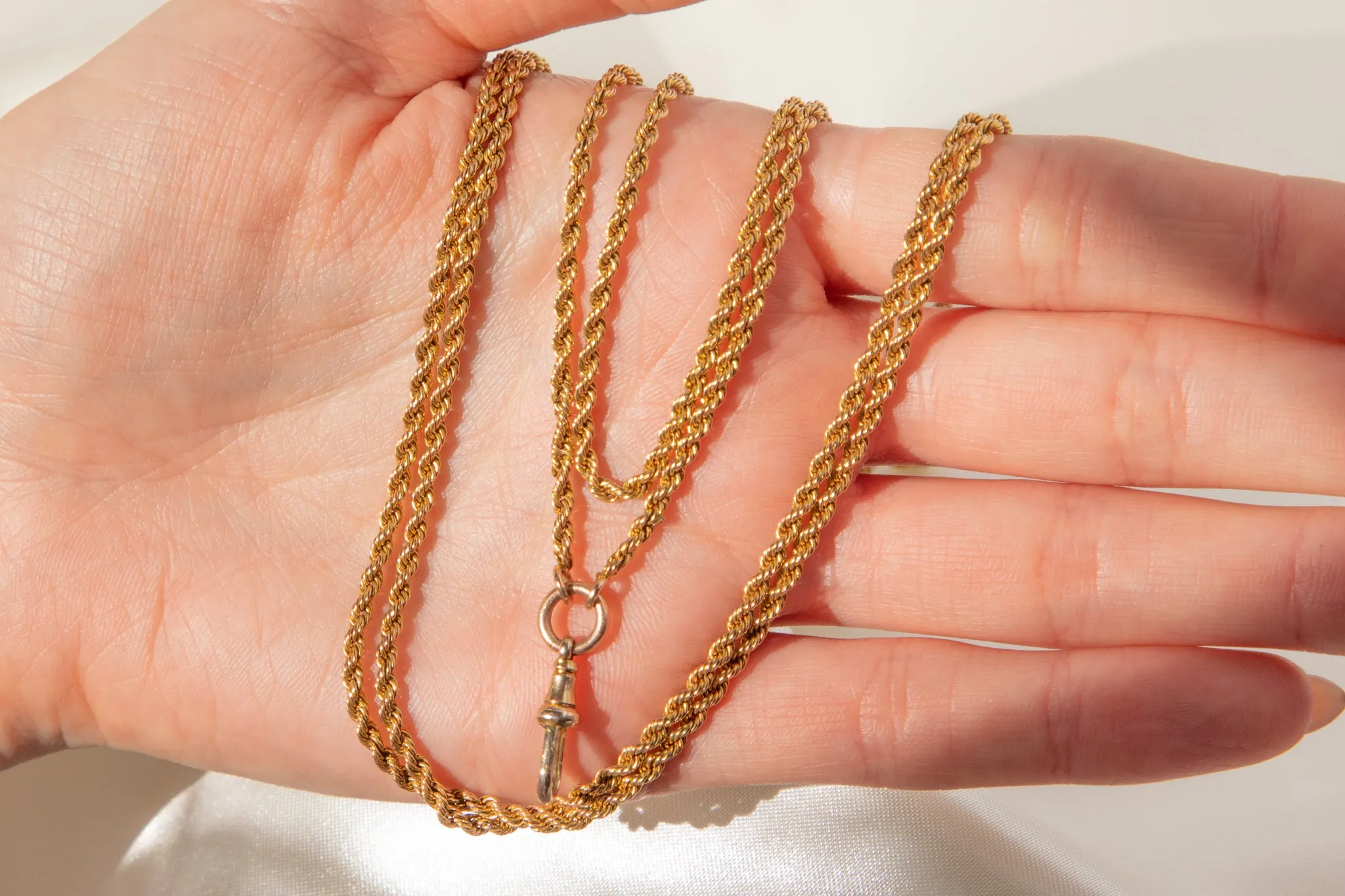 58.5" Victorian 9ct Gold Longuard Rope Chain, 26g