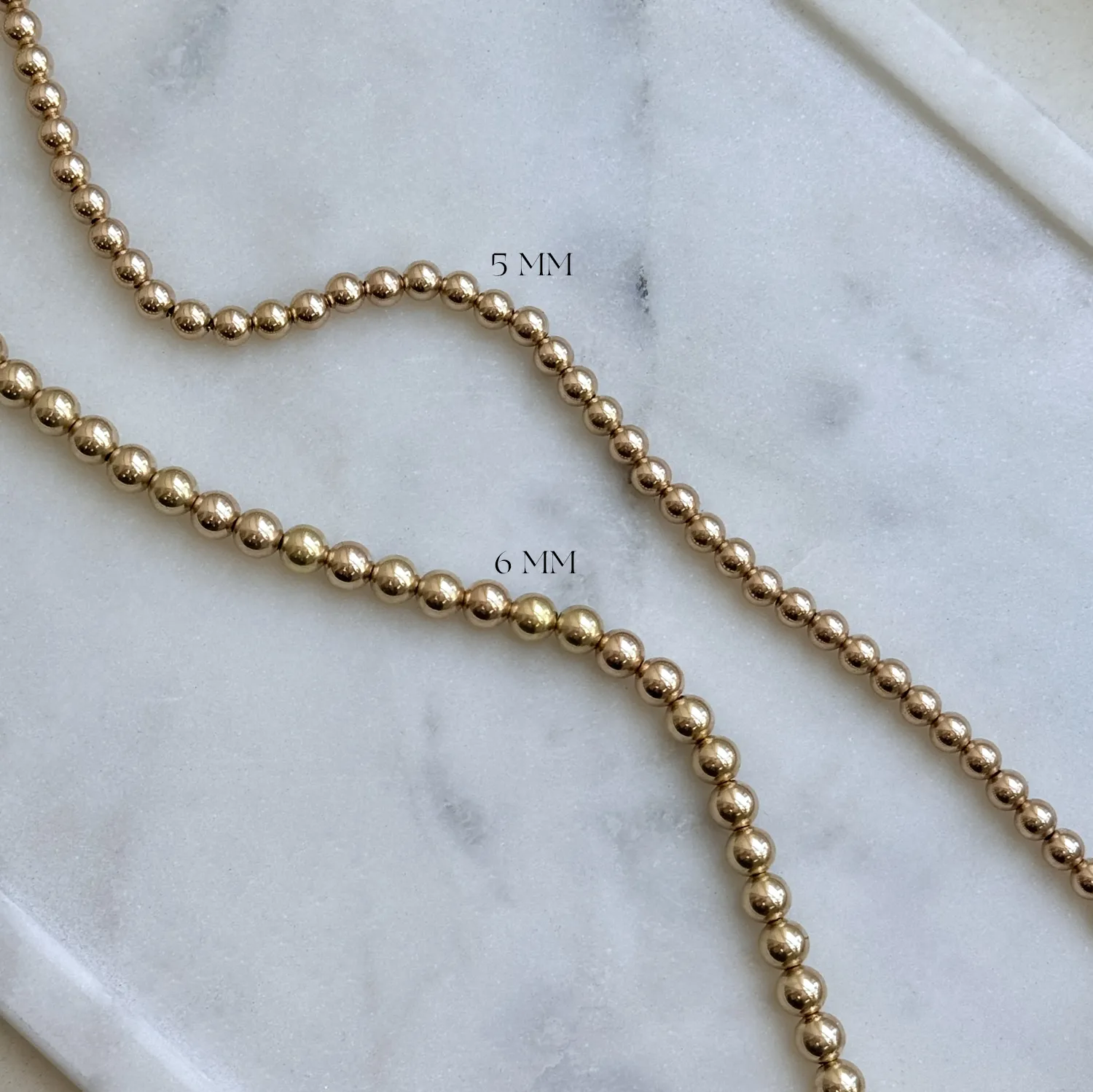 6mm Gold Bead Ball Necklace