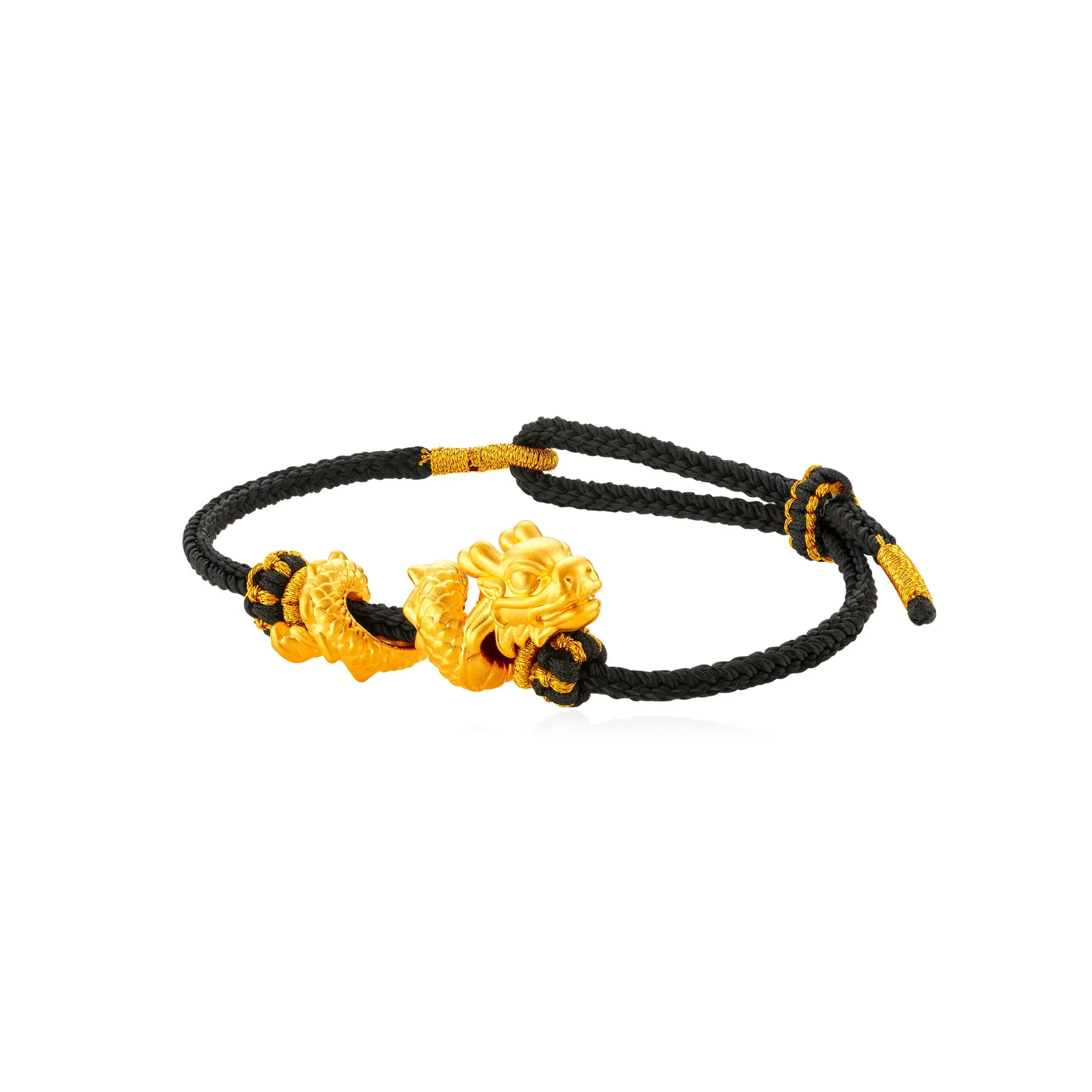 999 Gold Guardian Dragon Rope Bracelet