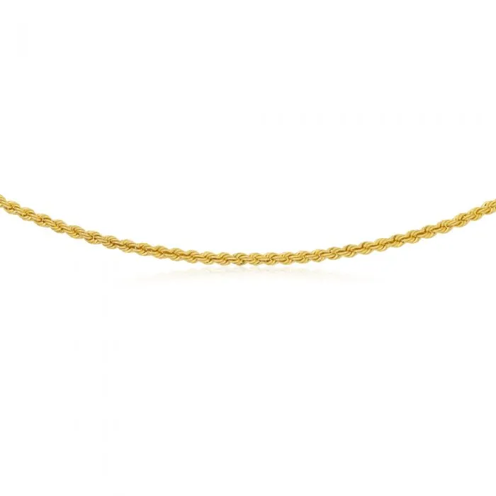 9ct Gold Filled Rope 50cm Chain 80 Gauge