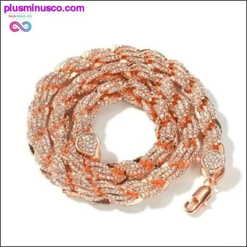 9mm Rope Chain Necklace Silver/rose Gold /gold Color Iced