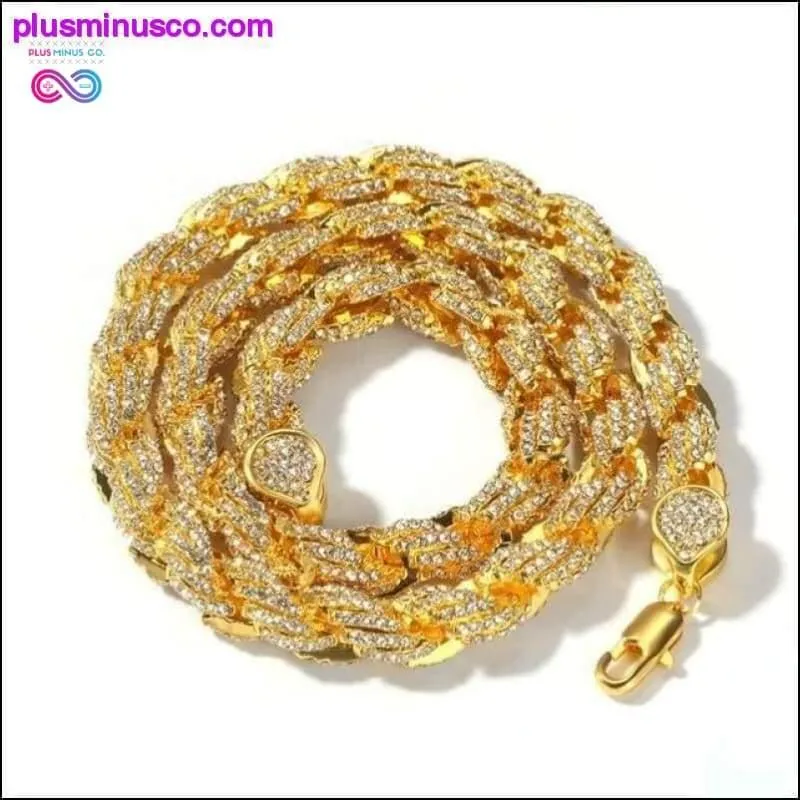 9mm Rope Chain Necklace Silver/rose Gold /gold Color Iced