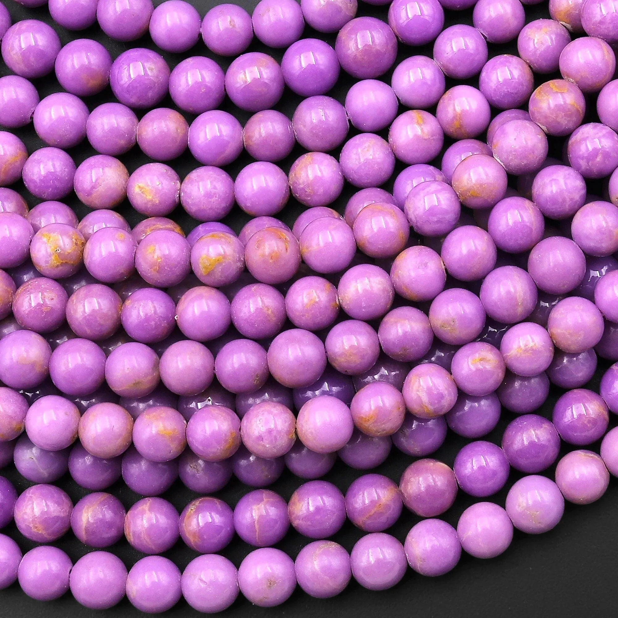 AAA Genuine Natural Violet Purple Phosphosiderite 3mm 4mm 5mm 6mm 7mm 8mm 10mm Smooth Round Beads 15.5" Strand