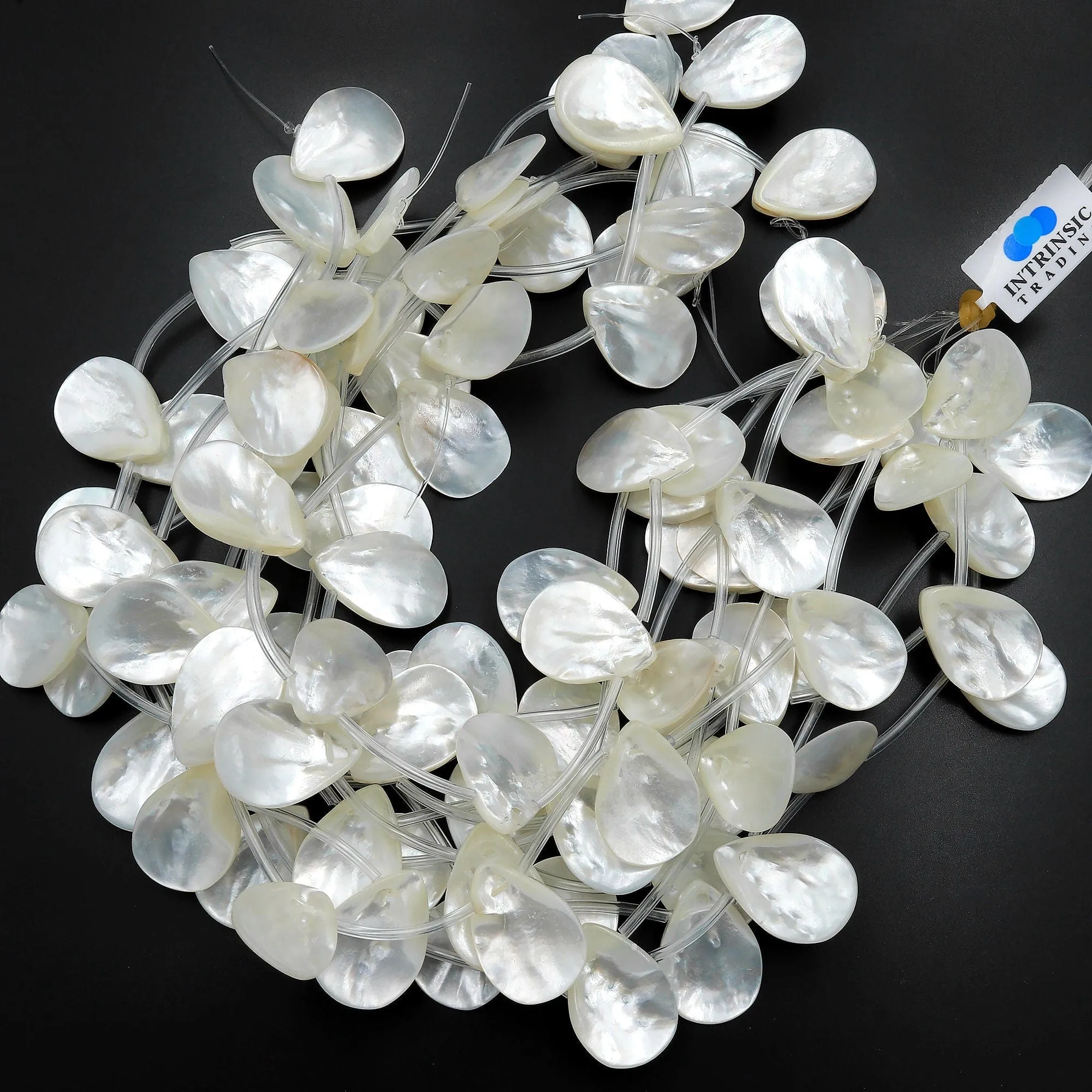 AAA Iridescent Natural White Mother of Pearl Teardrop Beads 25mm 30mm