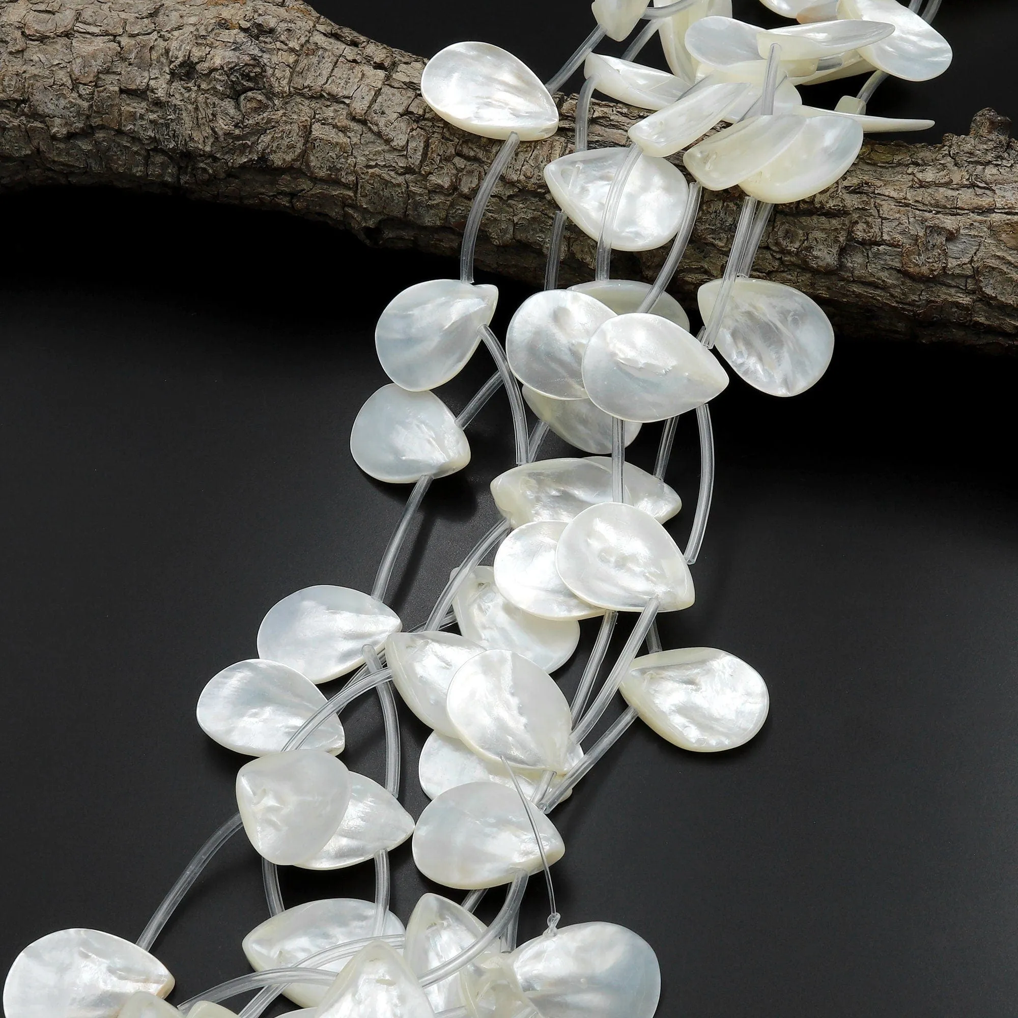 AAA Iridescent Natural White Mother of Pearl Teardrop Beads 25mm 30mm