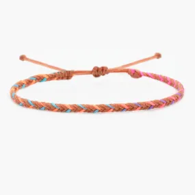 Adjustable Mini Braided Bracelet (Coral/Blue)