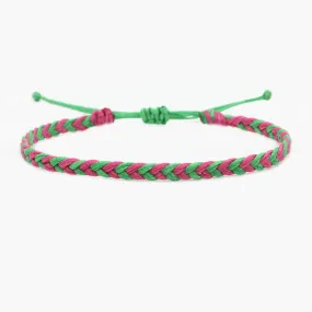 Adjustable Mini Braided Bracelet (Green/Burgundy)