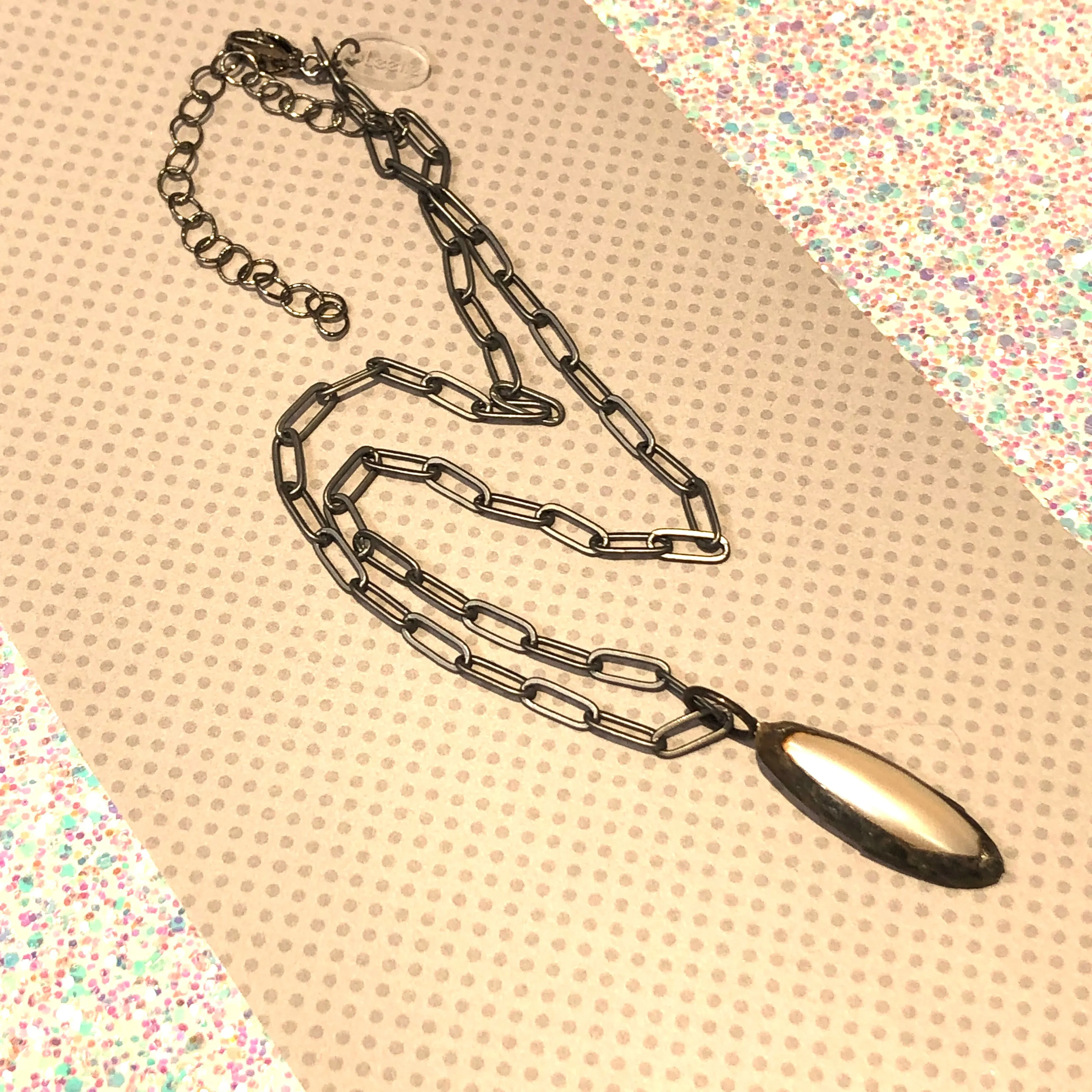 Aged Pearl Marquis & Gun Metal Layering Necklace - Shortie