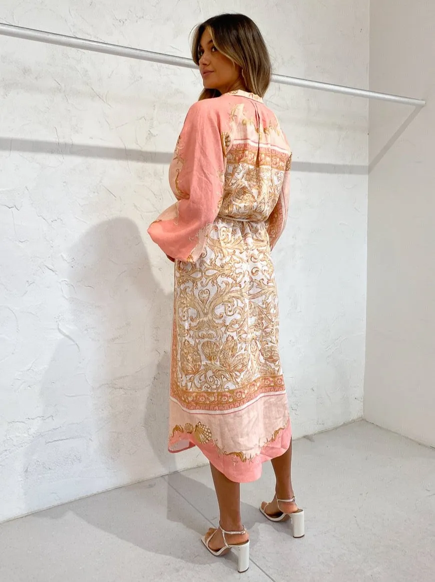 Alemais Ursula Maxi Shirtdress In Pink