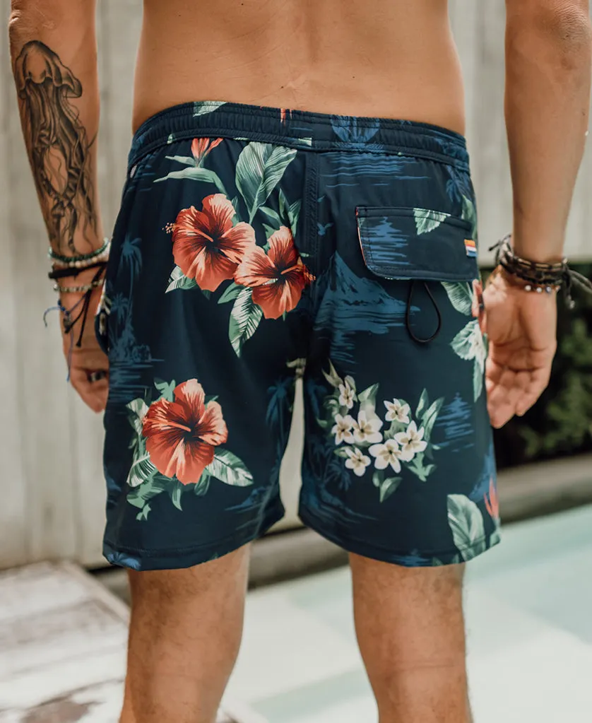 Aloha Elastic Waist Boardie | Dark Navy