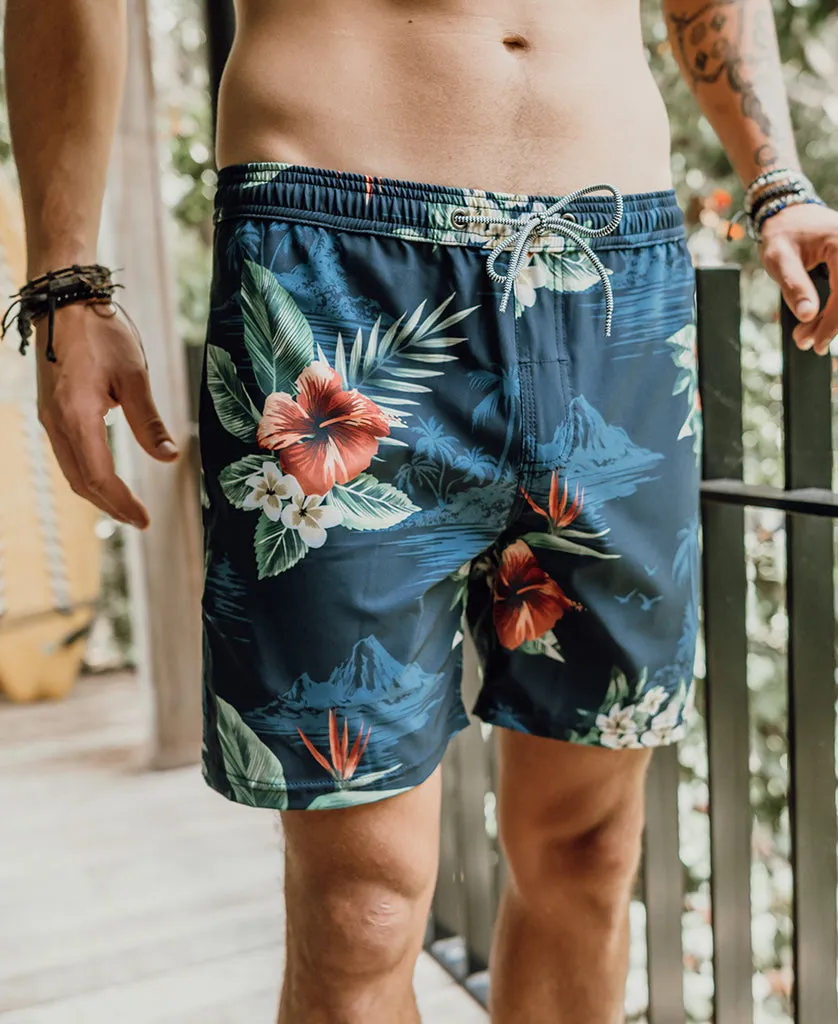 Aloha Elastic Waist Boardie | Dark Navy