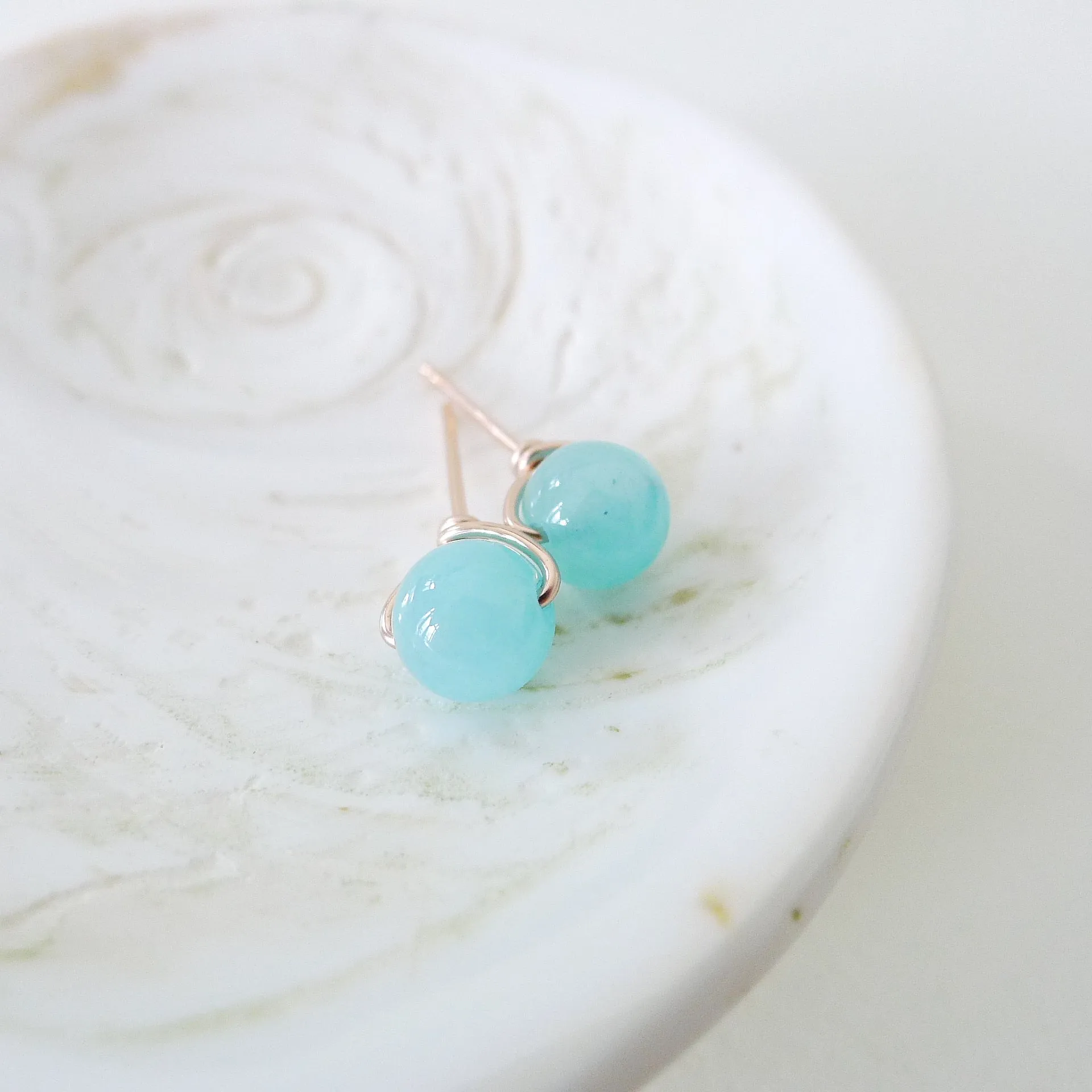 Amazonite Earstuds 6mm (Basic) / 14k Gold-filled