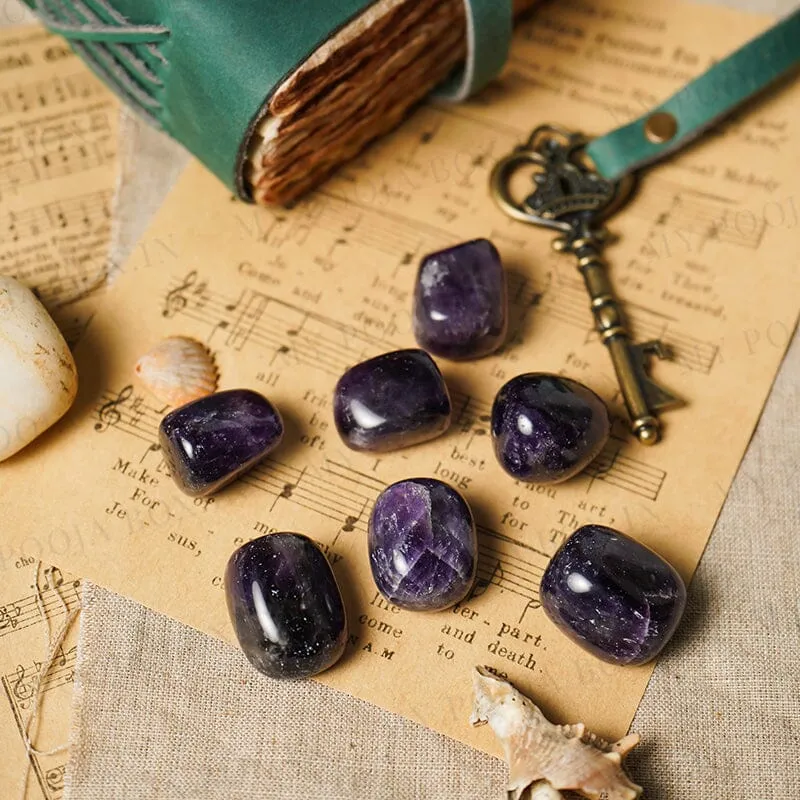 Amethyst Crystal Healing Tumble Stone Set | Stone of Protection