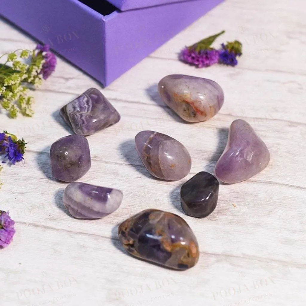 Amethyst Crystal Healing Tumble Stone Set | Stone of Protection