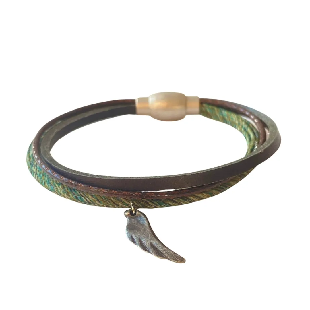 Angel Wing Charm Leather Bracelet