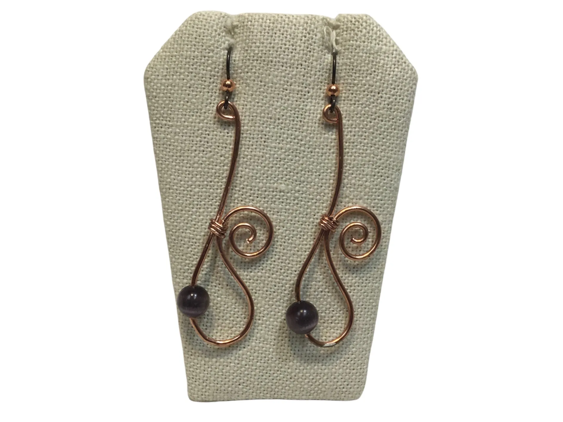 Anodized Swirl with Purple Beads Earrings