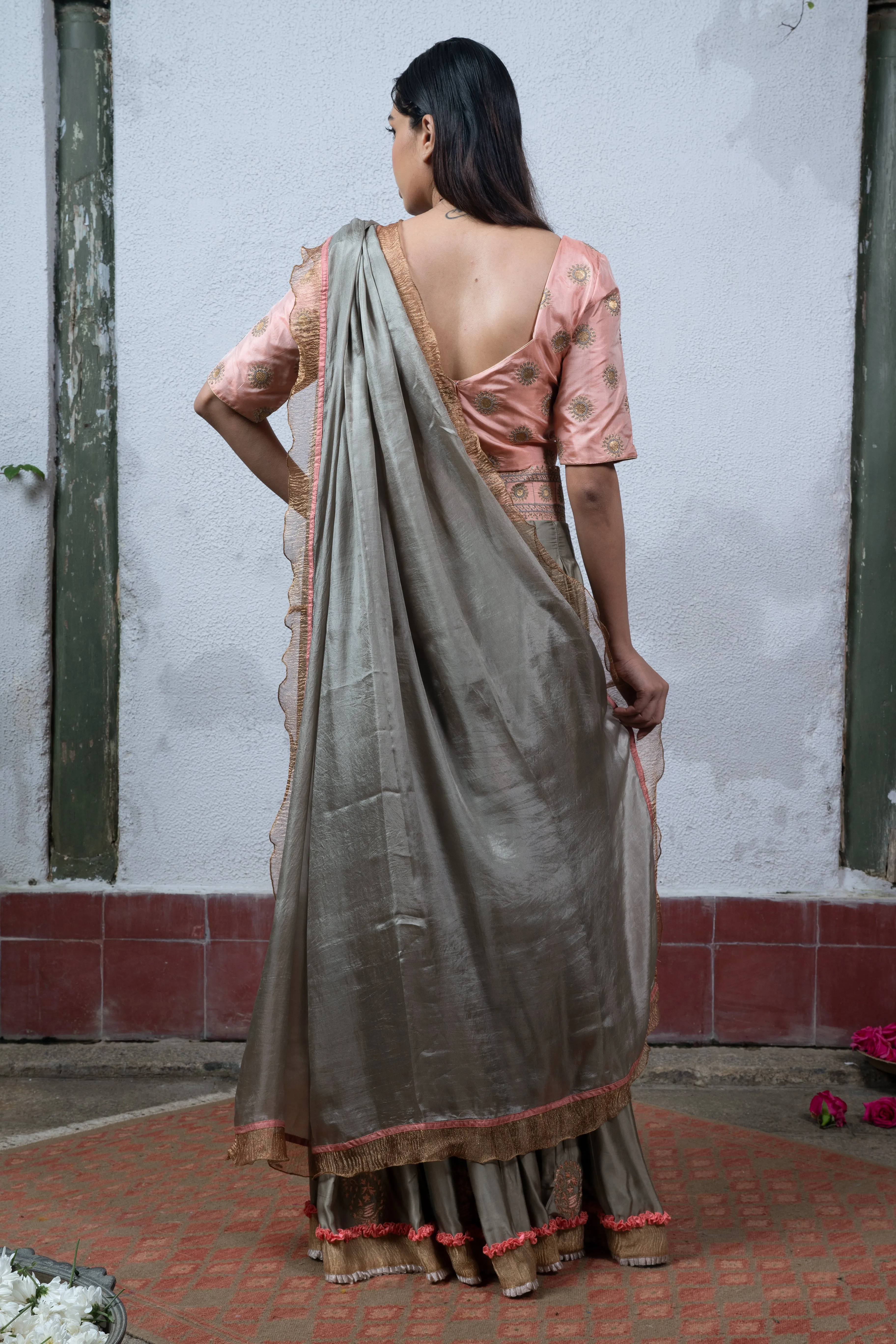 Apsara: Grey and Pink Lehanga