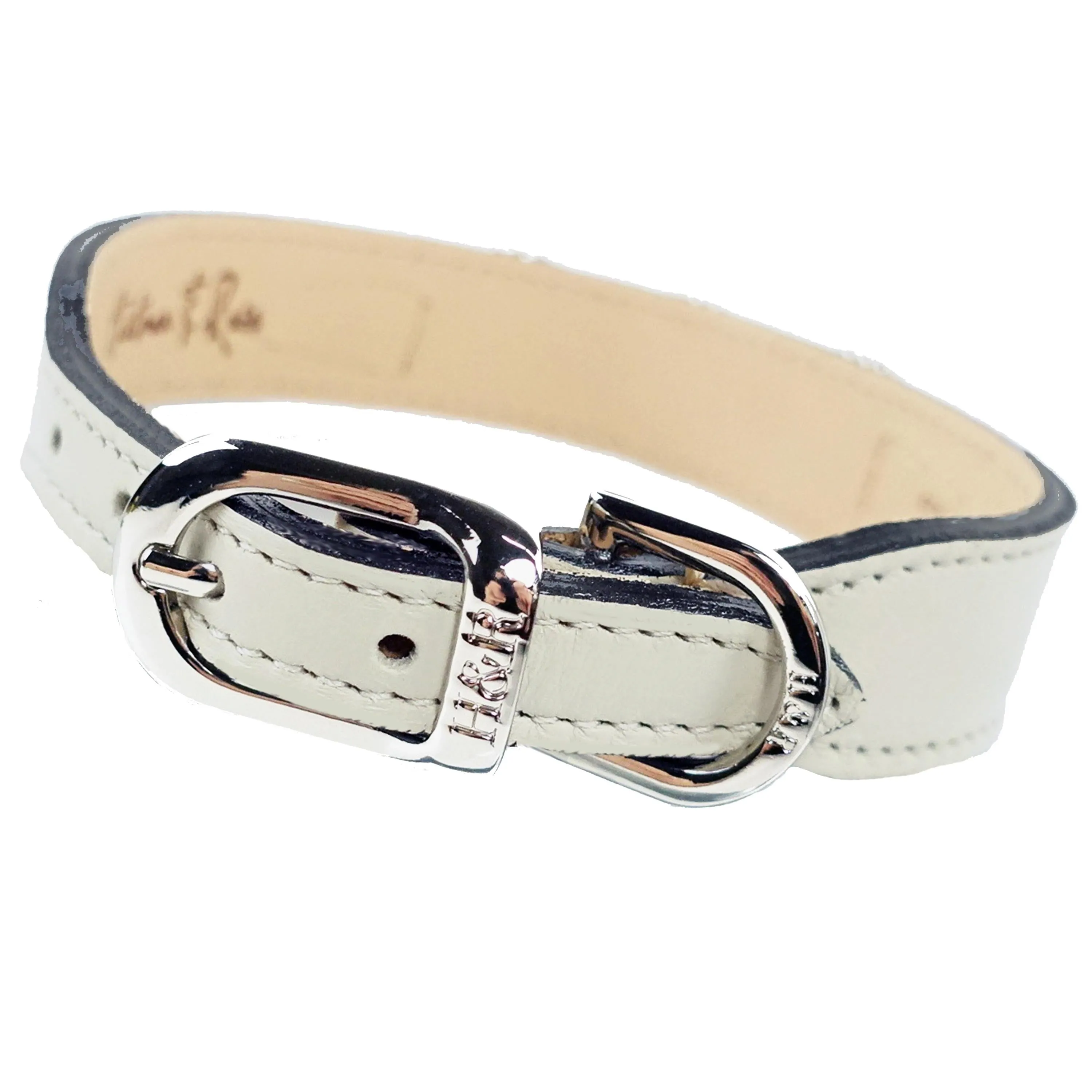 Athena Dog Collar in Eggshell & Nickel