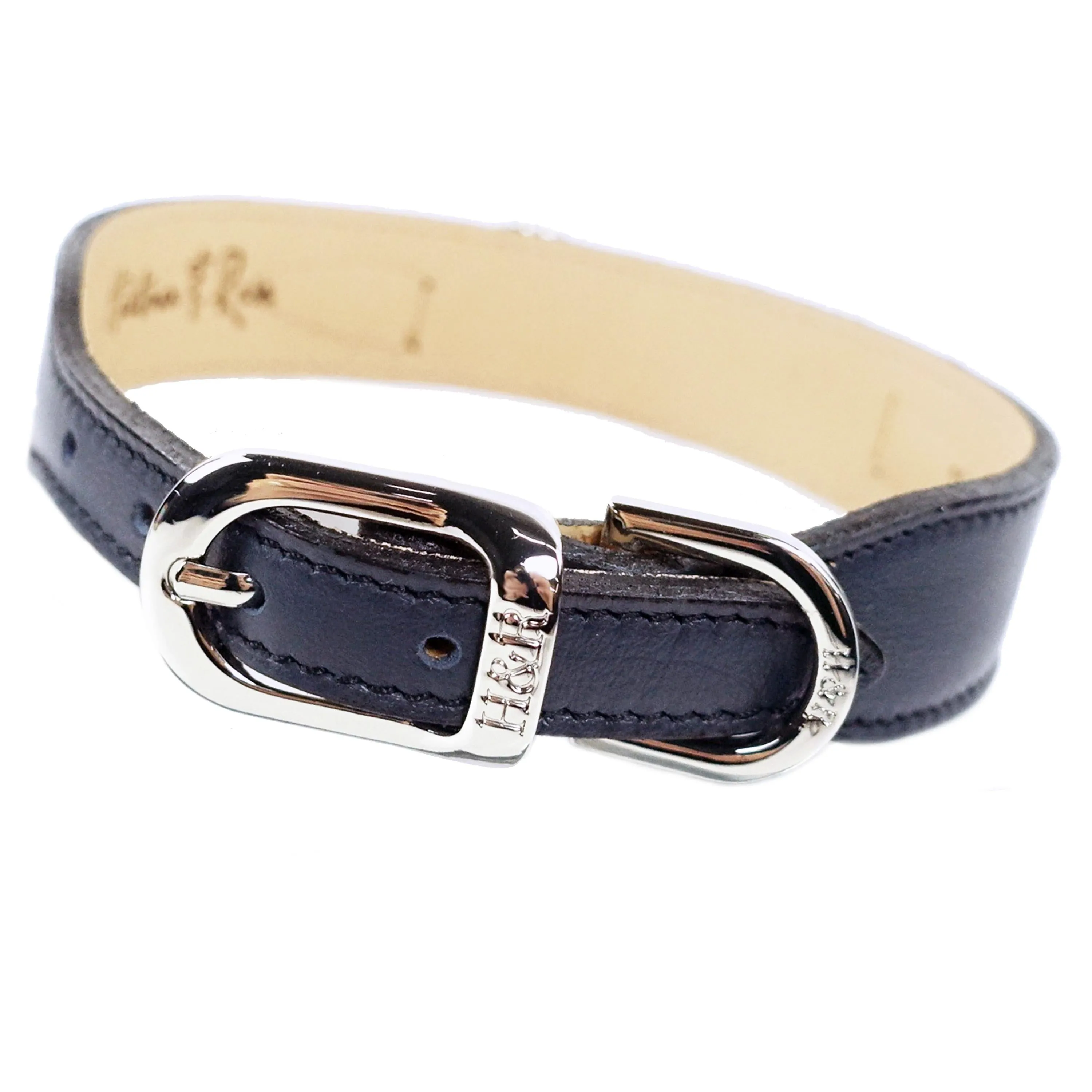 Athena Dog Collar in French Navy & Nickel