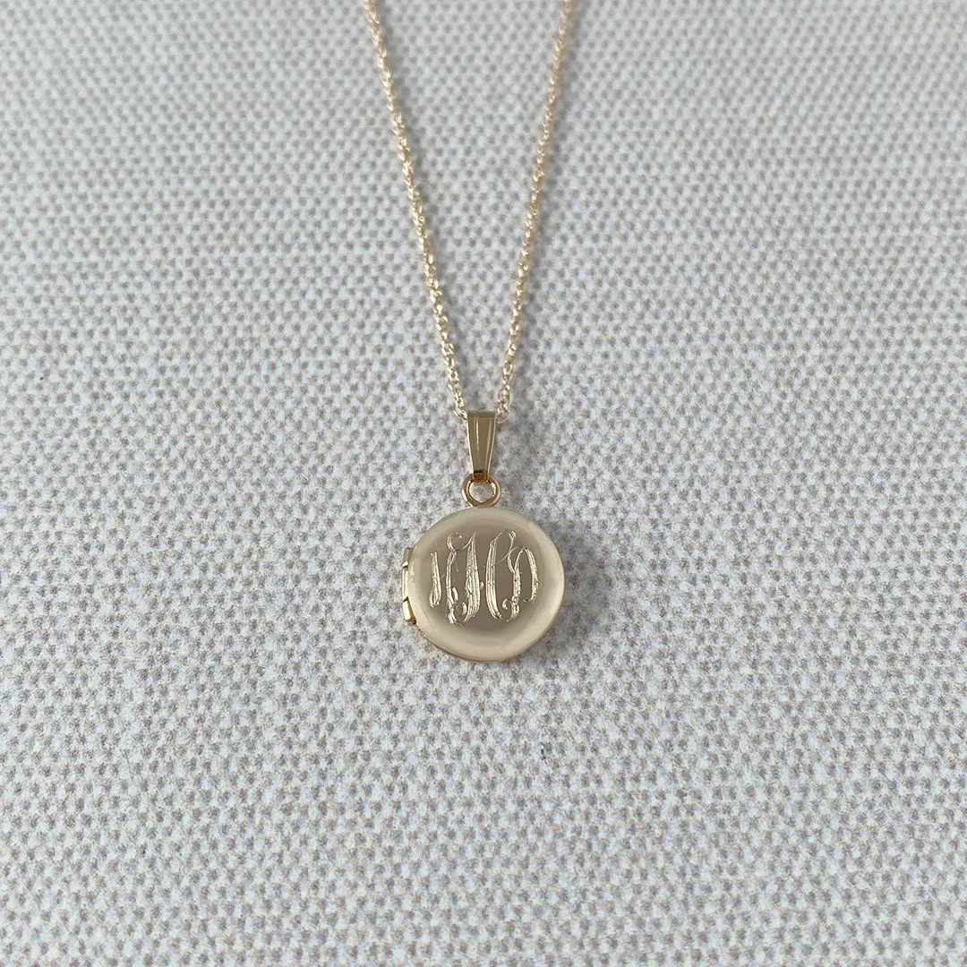 Baby 14K Yellow Gold Round Locket Necklace