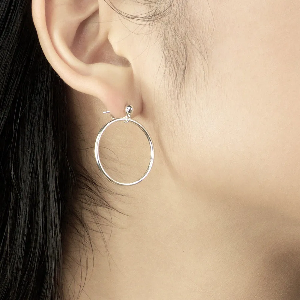 Ball and hoop Earrings - Silver