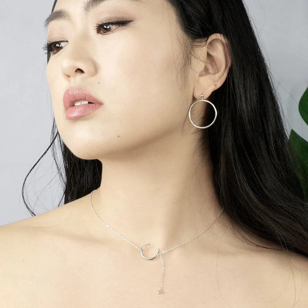 Ball and hoop Earrings - Silver