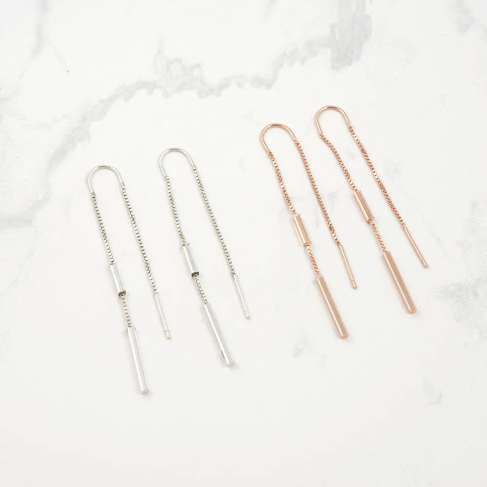 Bar thread Earrings - Silver